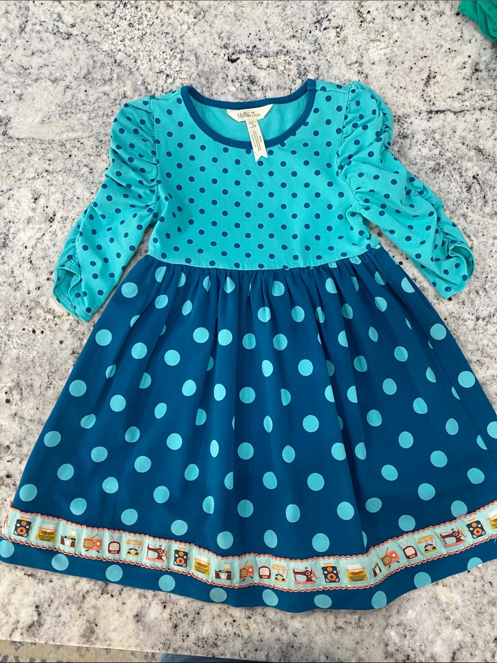 Matilda Jane Teal and Navy Polka Dot Girls' Dress